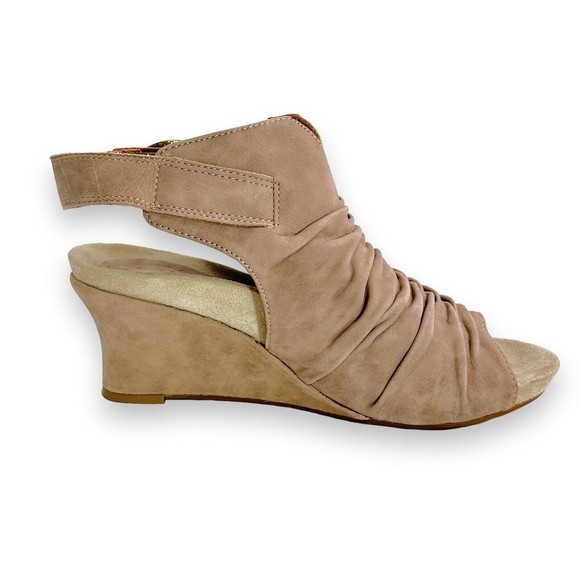 Earthies Wedge Sandal Heels Sz 10 Bonaire Too Leather Slouch Open Toe Sling Back - Picture 7 of 11